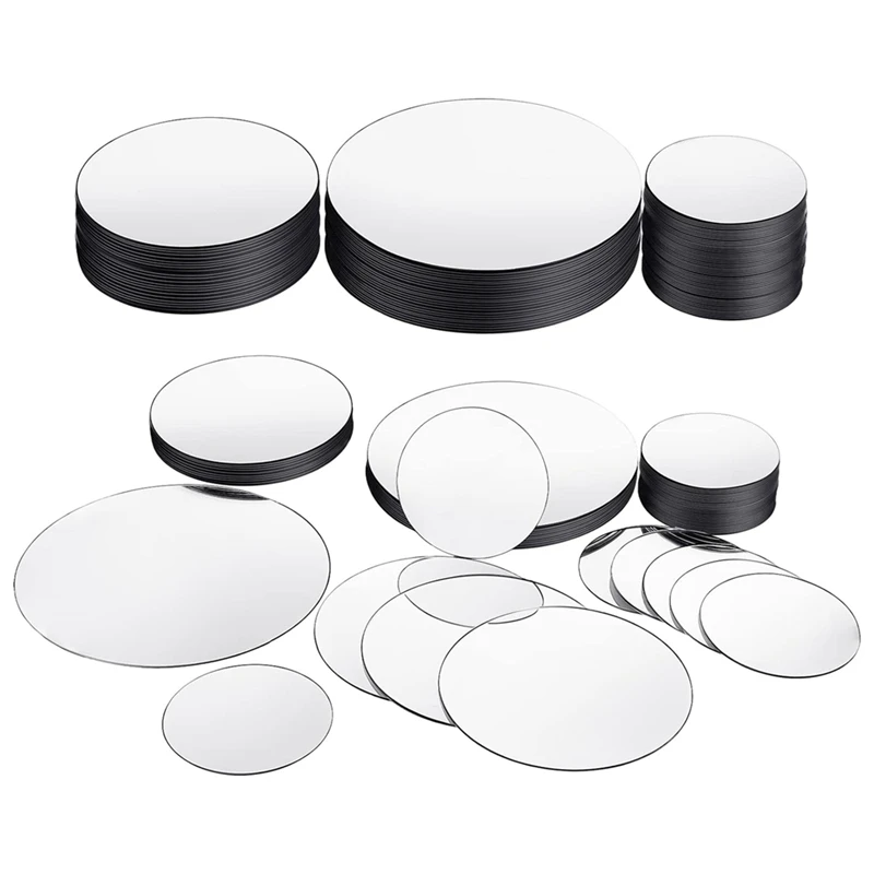 40 PCS Mini Size Round Mirror Small Round Mirror Adhesive Mirror Round Craft Mirror Tiles for Crafts(2Inch,3 Inch,4Inch)