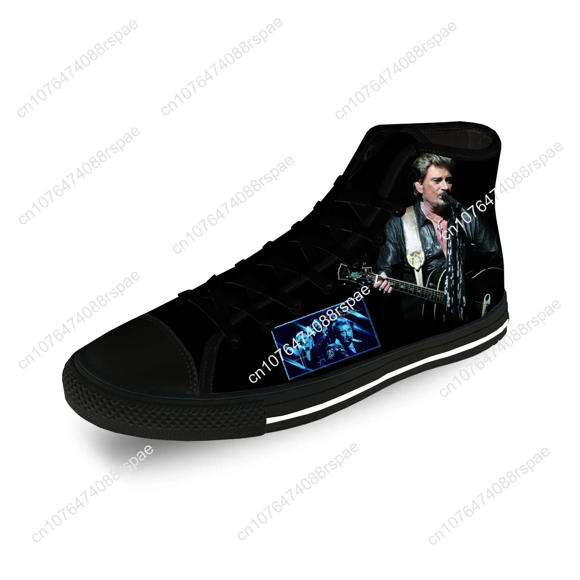 Johnny Hallyday Rockstar leichte Stoff 3D-Druck lustige Mode High-Top-Leinwand Schuhe Männer Frauen lässig atmungsaktive Turnschuhe