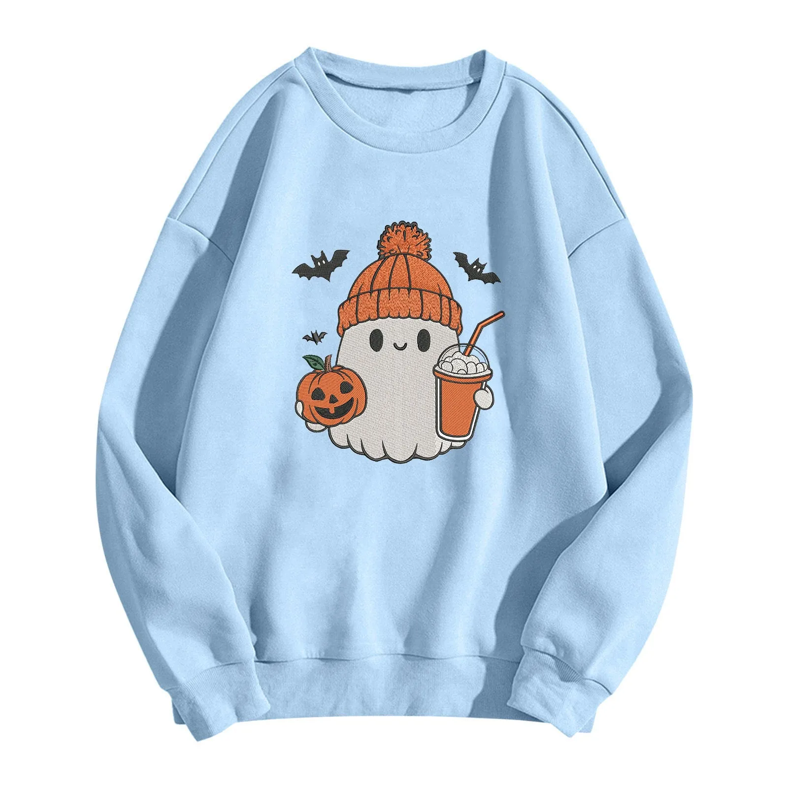 Cute Boo Ghost Boba Tea Print Funny Hoody Women Men Hooded Sweatshirt Casual Pullover Hoodies Pumpkin Halloween Party Outwears