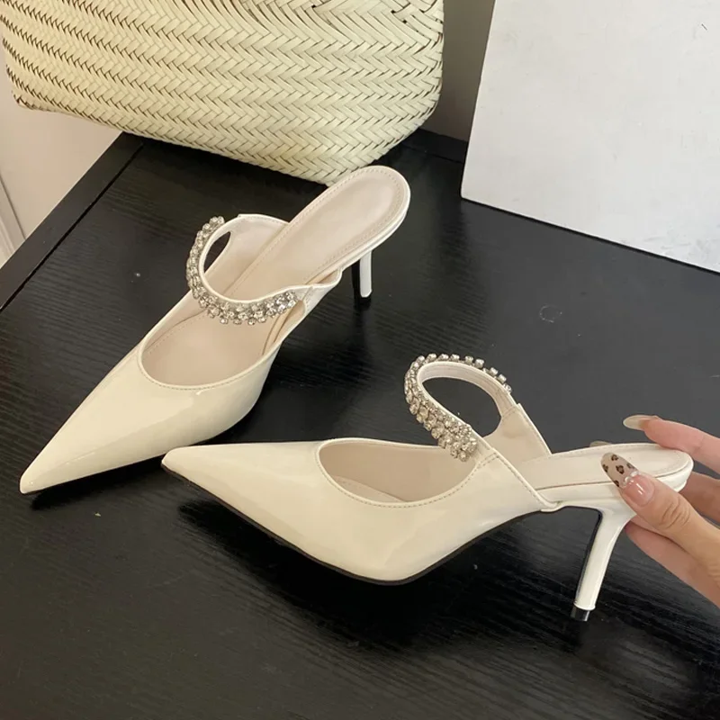 Eilyken Street Style Crystal Diamond Women Pumps Slippers Sexy Thin High Heels Pointed Toe Party Prom Shoes Zapatos De Mujeres