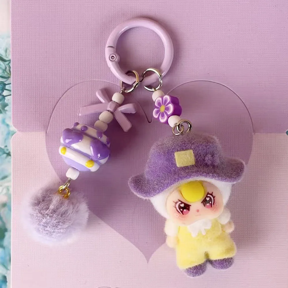 Cute Baby Three Doll Keychains Flocking Doll Keyring Backpack Bag Pendants Key Accessories Kids Favors Party Gifts Ornament