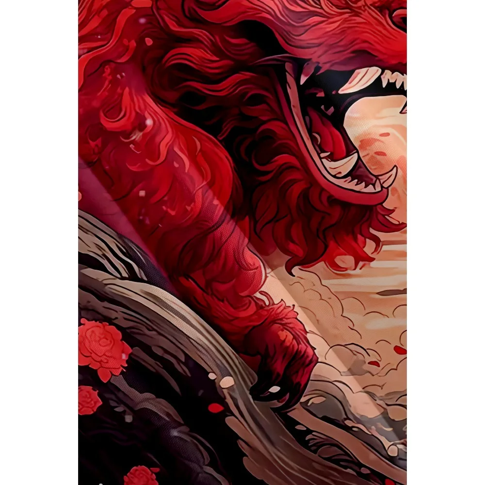 سترة مطبوعة لرقص الأسد الصيني قمصان هاوري للنساء والرجال ملابس يوكاتا التأثيرية هاراجوكو كيمونو #4