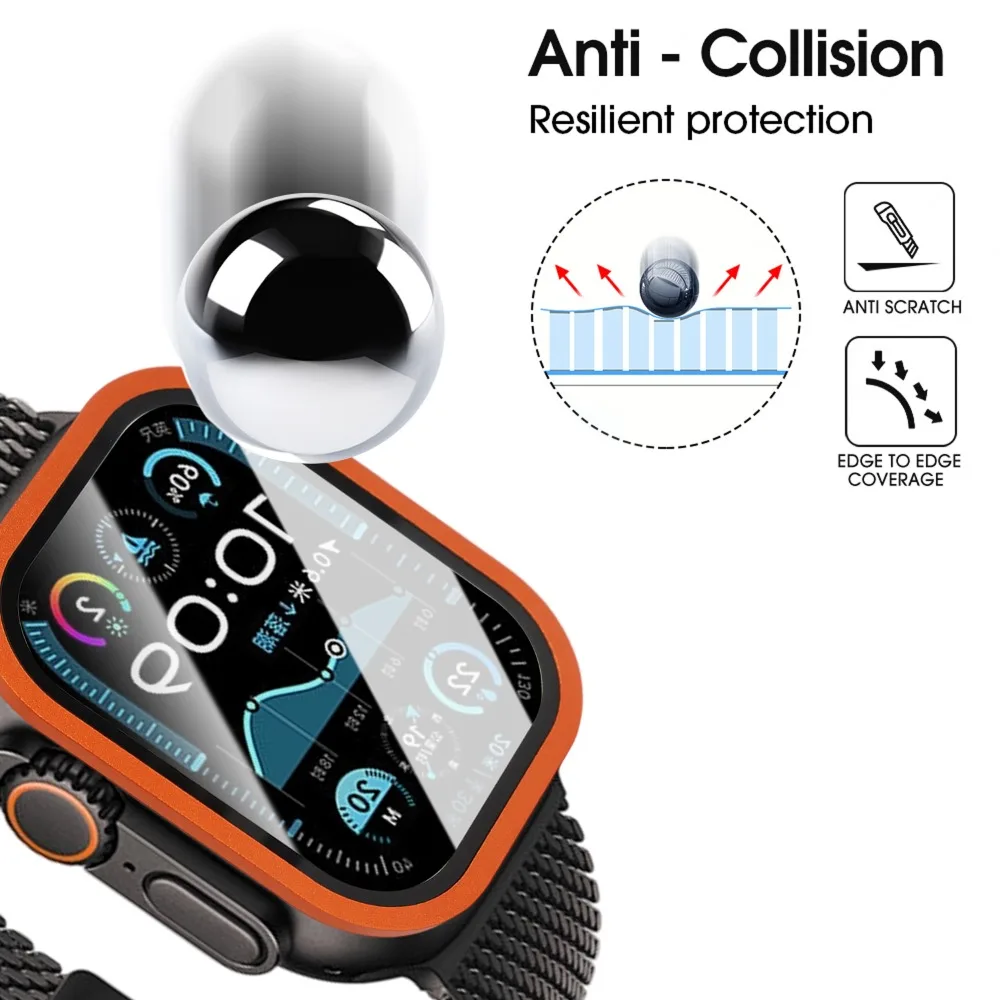 3-1 шт. для Apple Watch Ultra 49 мм, рамка из титанового сплава, закаленное стекло, защита от царапин, защита экрана для IWatch Ultra2 Ultra3