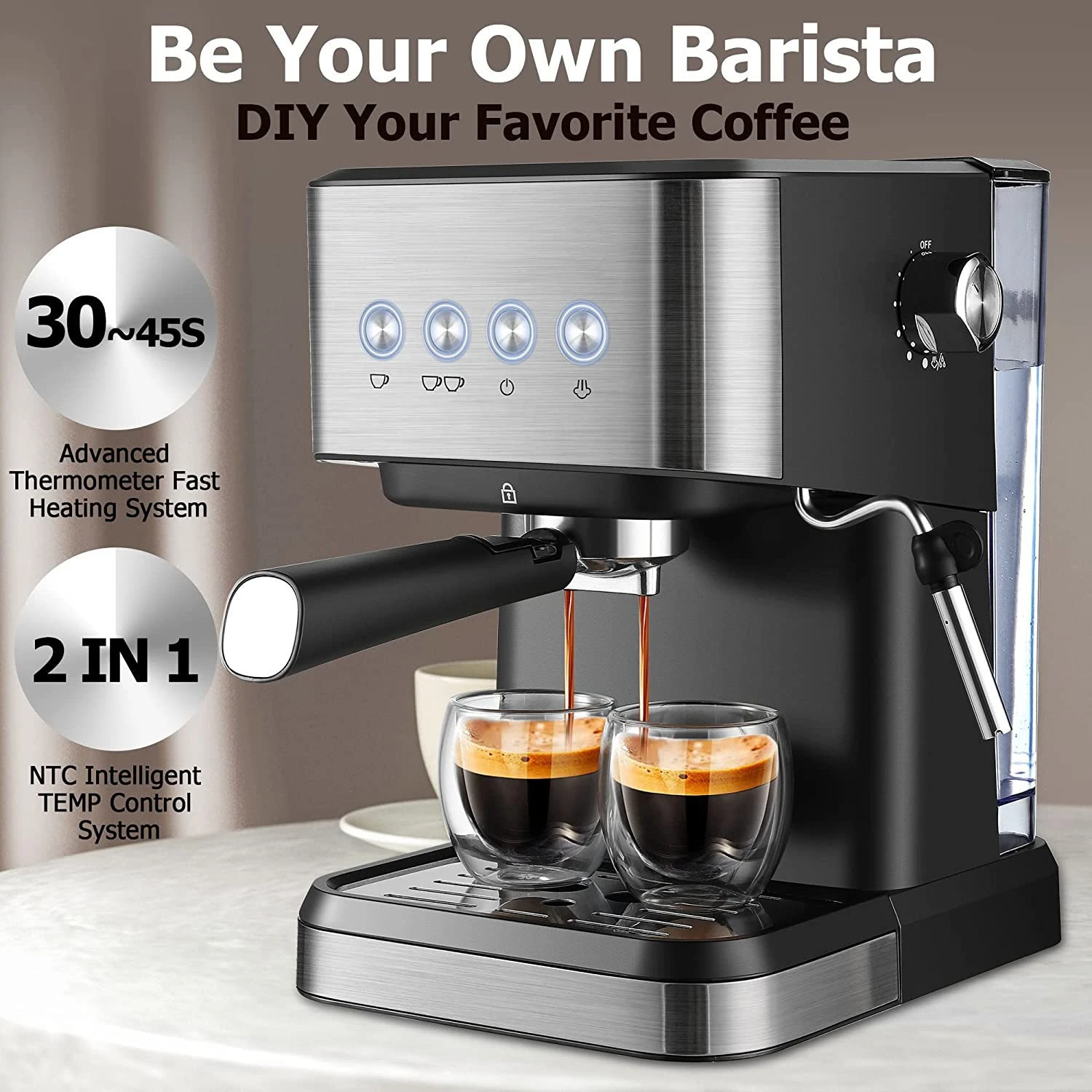 Semi-automatic coffee machine concentration high-pressure extraction milk foaming coffee machine