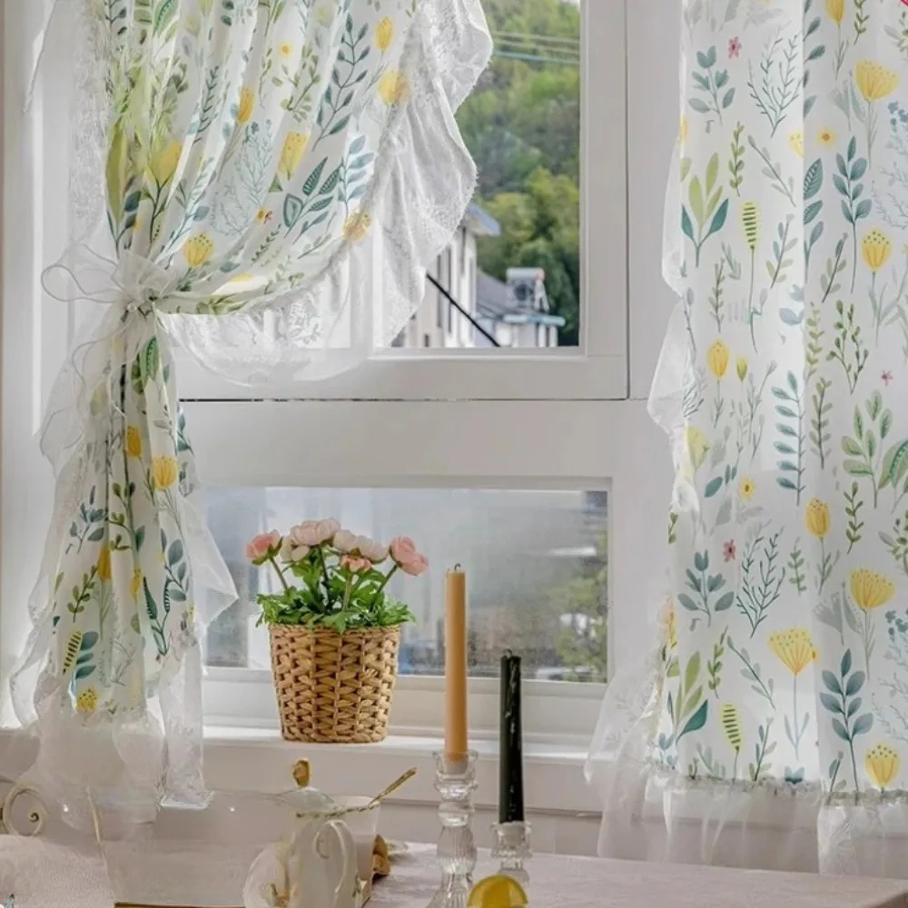 New French Romantic American Country Style Living Room Sheer Curtain Bedroom Light Blocking Semi-Sheer Elegant Filtering Gauze