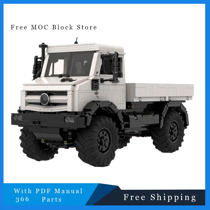 

366 Parts Modular Bed Attachment for Unimog U5023 With Hinged Doors, Enhancing Model Playability Building Blocks Birthday Gift