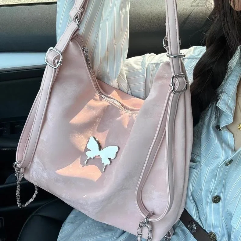 2024 New Butterfly Elements Fashion Trend Tote Bag Large Capacity Commuter Shoulder Bag Versatile Chain Shoulder Bag