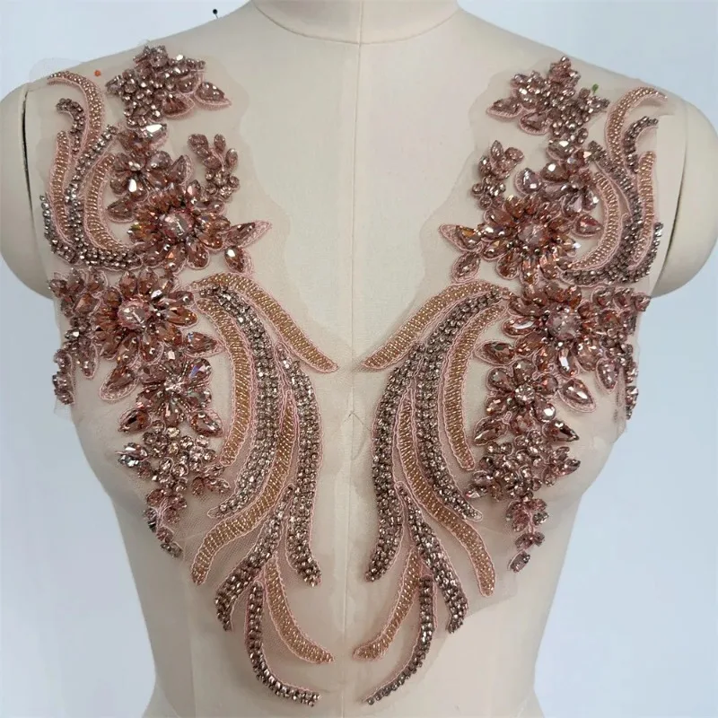 

1 пара/пара парных аппликаций ручной работы из бисера и хрусталя для декора одежды и платьев, для рукоделия