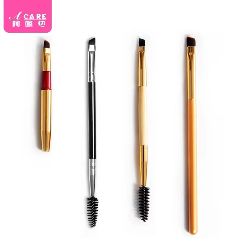 アイブロウブラシ/ダブルヘッド A1-斜めアイブロウパウダーブラシ カールスパイラルヘッド まつげカール兼用アイブロウブラシ グルーブラシ