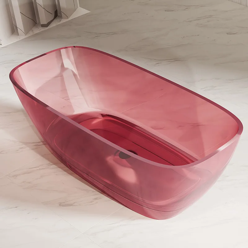 Transparent resin bathtub home freestanding rectangular hotel B&B