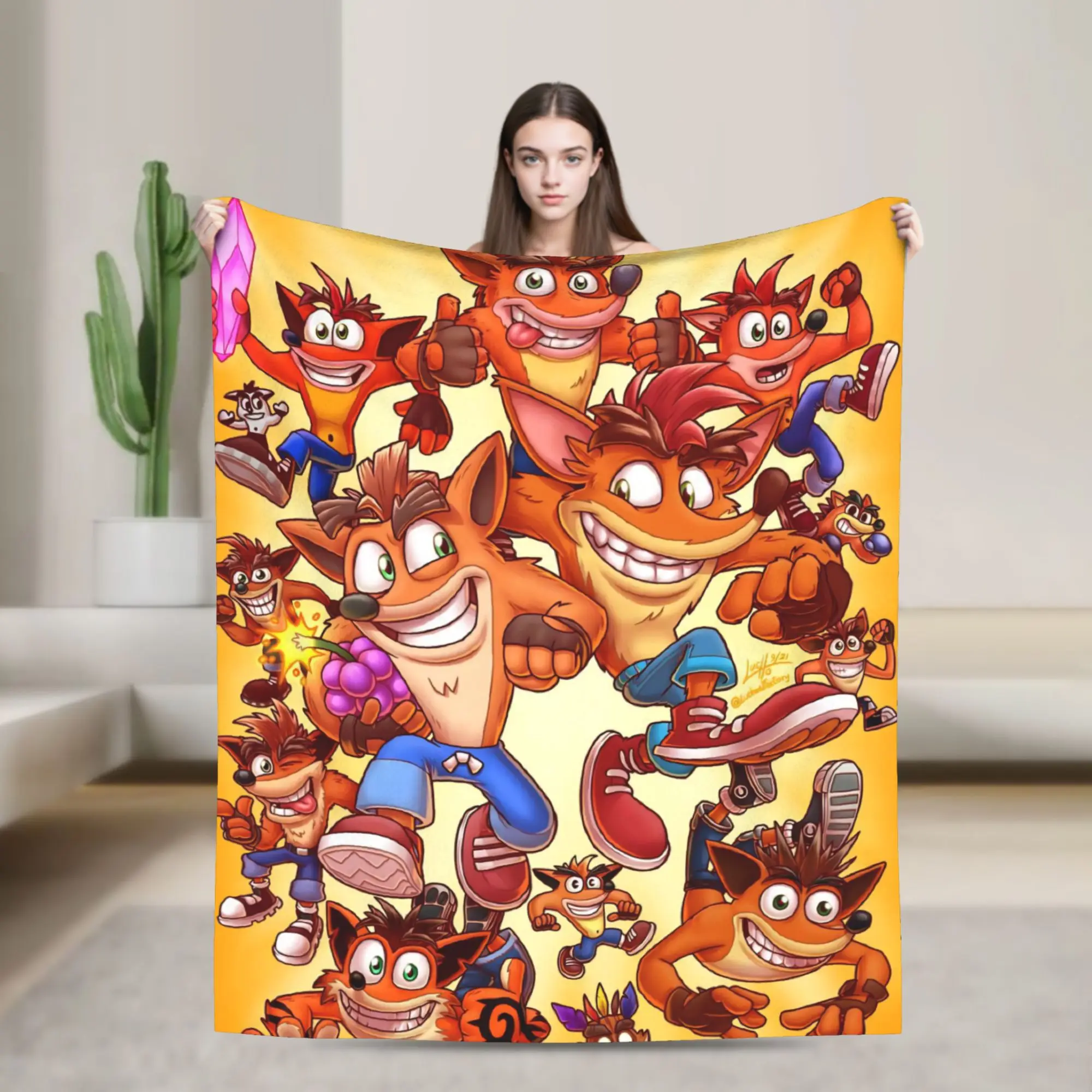Crashed Game Bandicoots Blanket Flannel Spring/Autumn  Breathable Ultra-Soft Throw Blanket for Bed Office Plush Thin Quilt