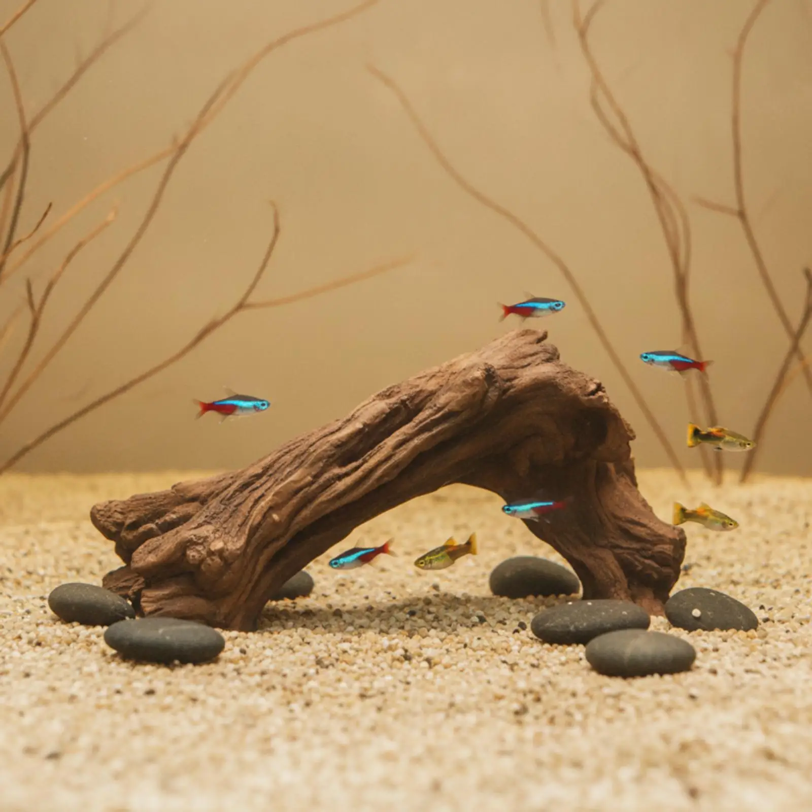 Fish Tank Aquarium Structure Resin Wood Root Decor with Hollow Cave Shelter for Shrimp Betta Habitat Landscape