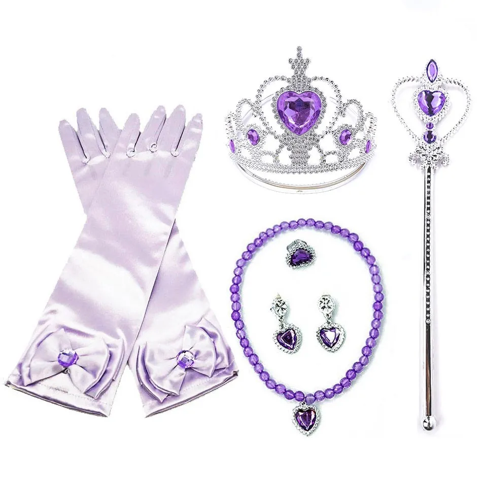 Girl Elsa Anna Accessories Kids Halloween Thanksgiving Birthday Party Cosplay Aurora Belle Sofia Snow Queen Crown Braid Wand Set