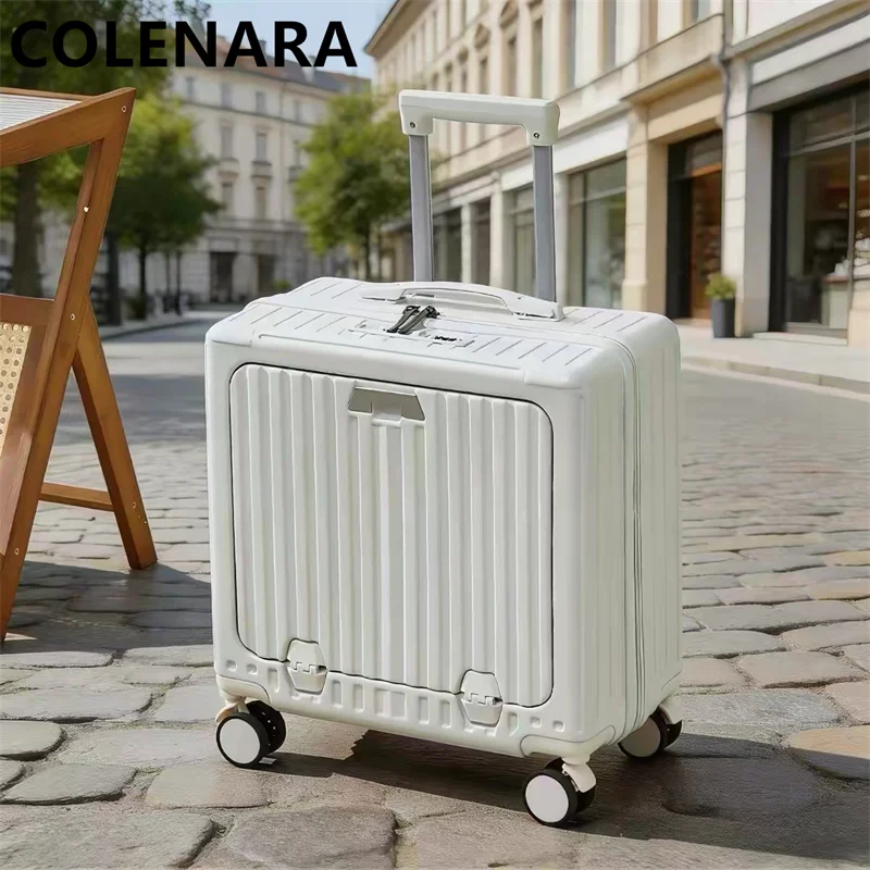 

Многофункциональный чемодан COLENARA 18 дюймов с USB-портом для зарядки, передним отсеком для ноутбука, на колесиках, женский, на молнии