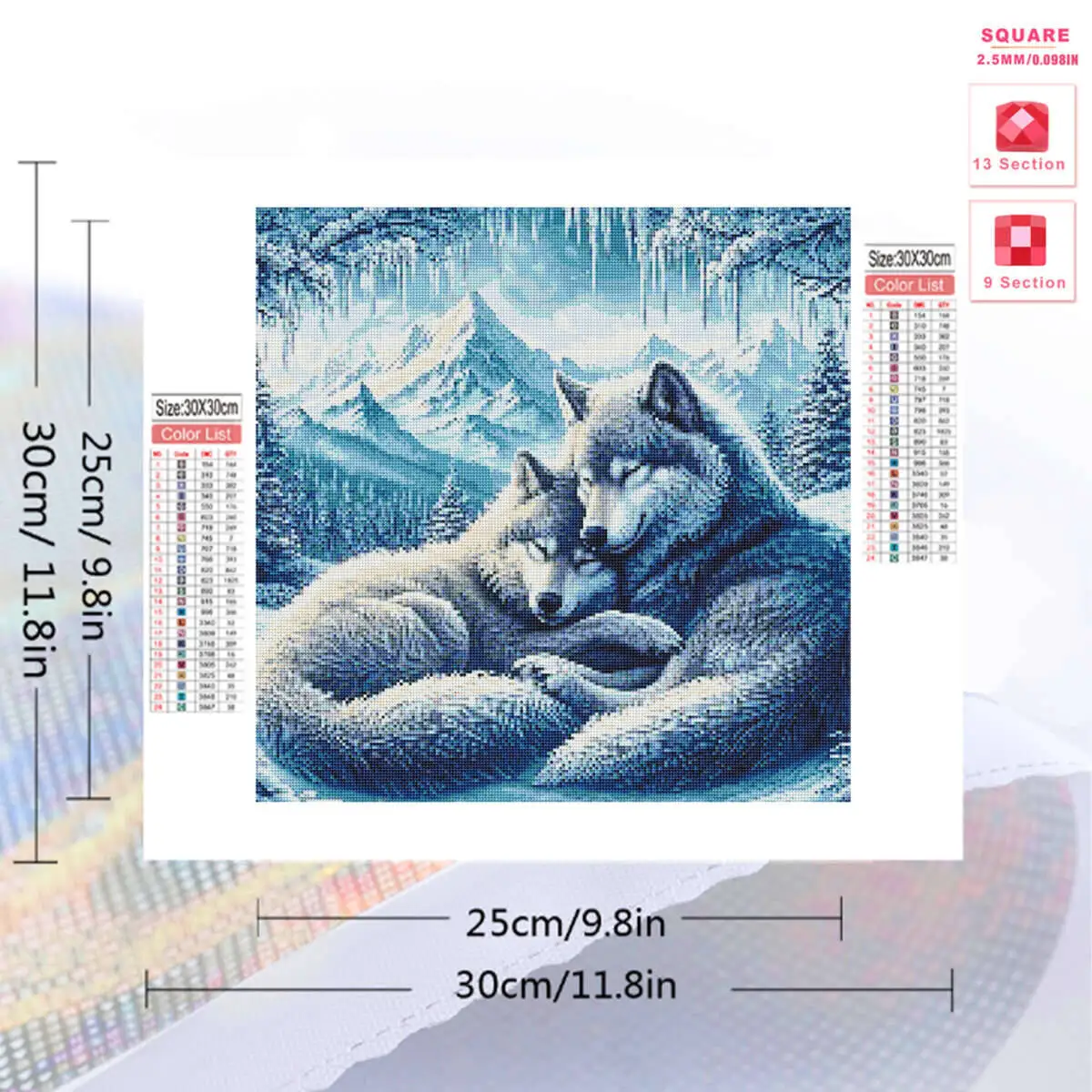 Evershine Full Square Round Diamond Embroidery Wolf Painting Animal Mountain Winter New Collection Diamond Mosaic Dog Handicraft