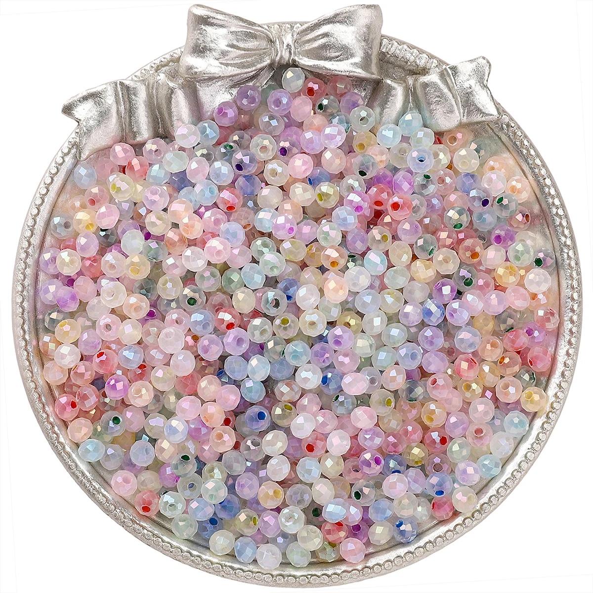 

4mm 1mm Hole Cloud Color Smooth Glass Rice Beads - DIY Jewelry Making (Necklace/Bracelet Crafting) 10g/130pcs Bag