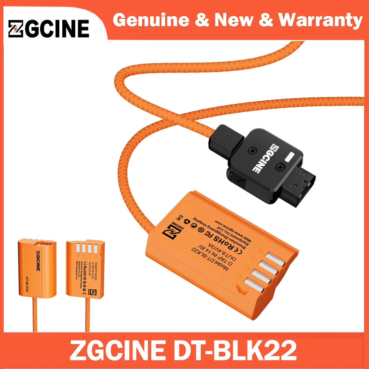 ZGCINE D-Tap to Panasonic DMW-BLK22 Dummy Battery with Braided Power Cable (23.6