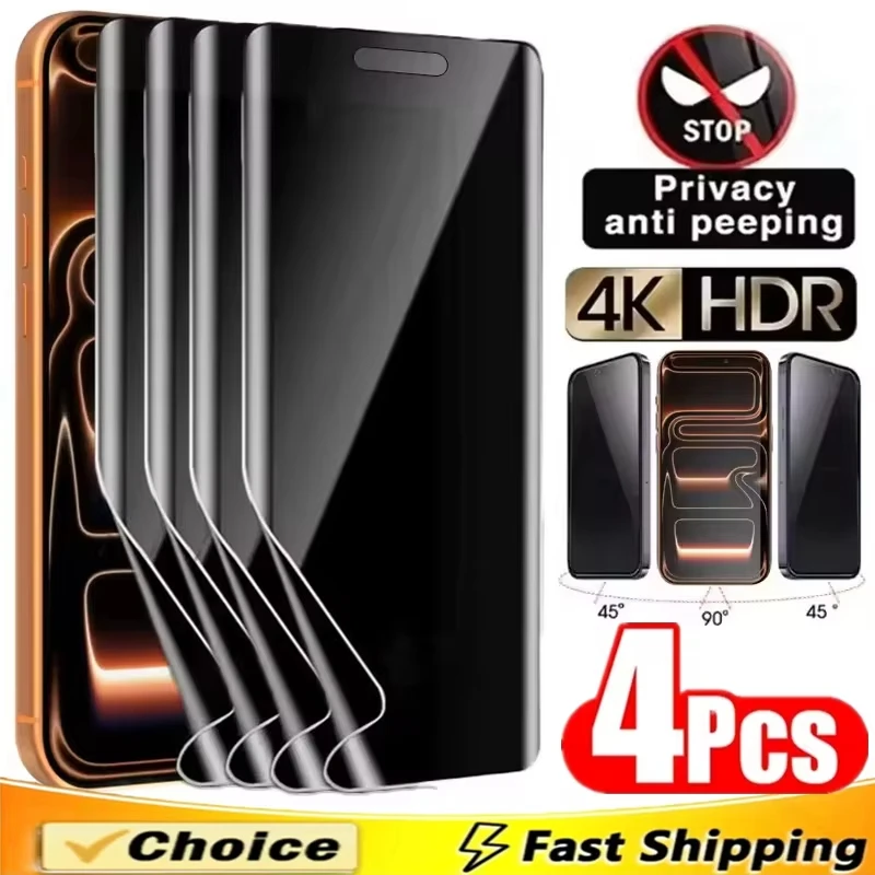 4Pcs Anti Spy Hydrogel Weiche Film Für iPhone 17 Pro Max air 16Plus 15 14 13 12 11 Pro Max X XR XS Max Volle Abdeckung Screen Protector
