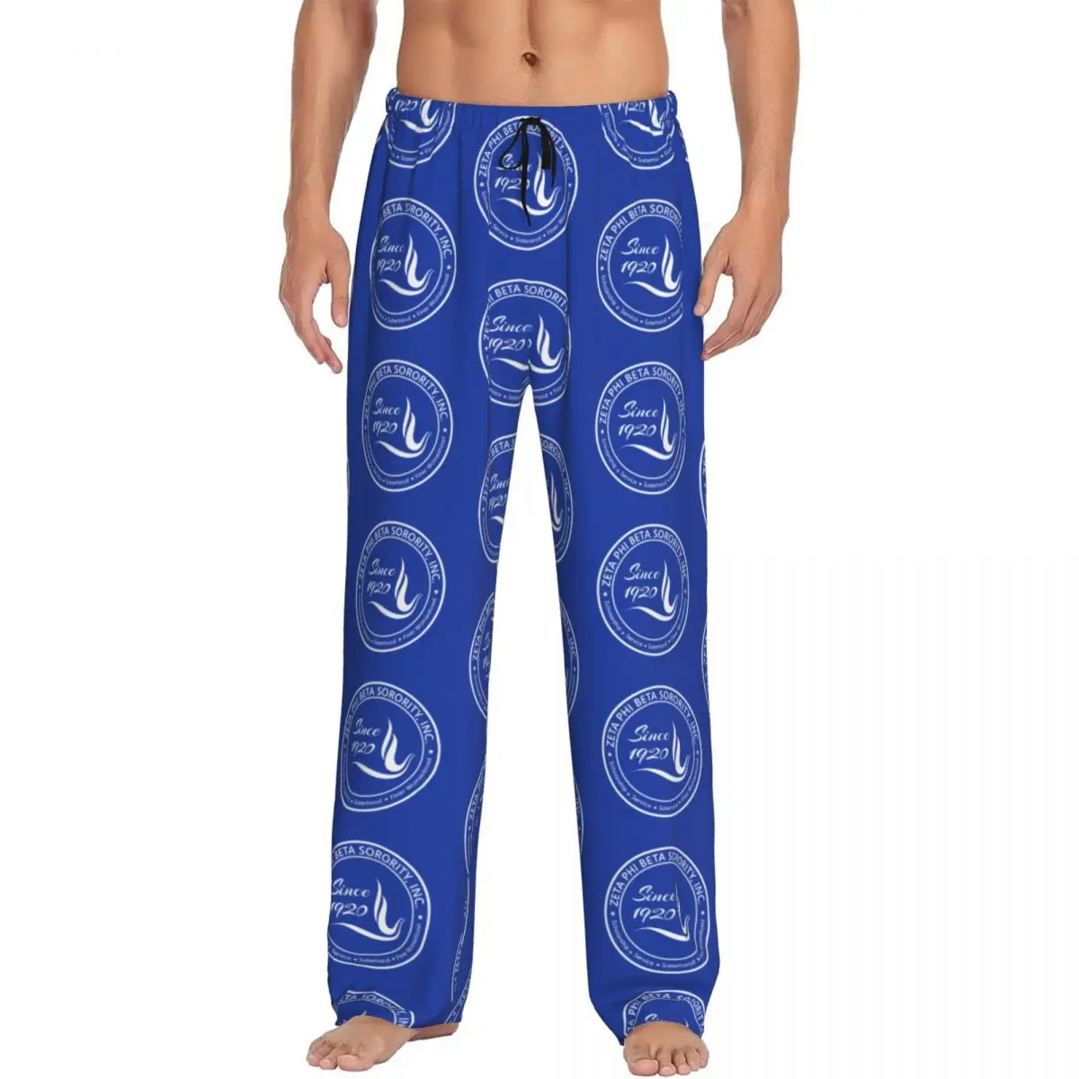 Pantalones de pijama azules con logotipo de Zeta Phi Beta para hombre, pantalones de dormir con estampado personalizado de letras griegas 1920 ZOB para dormir con bolsillos