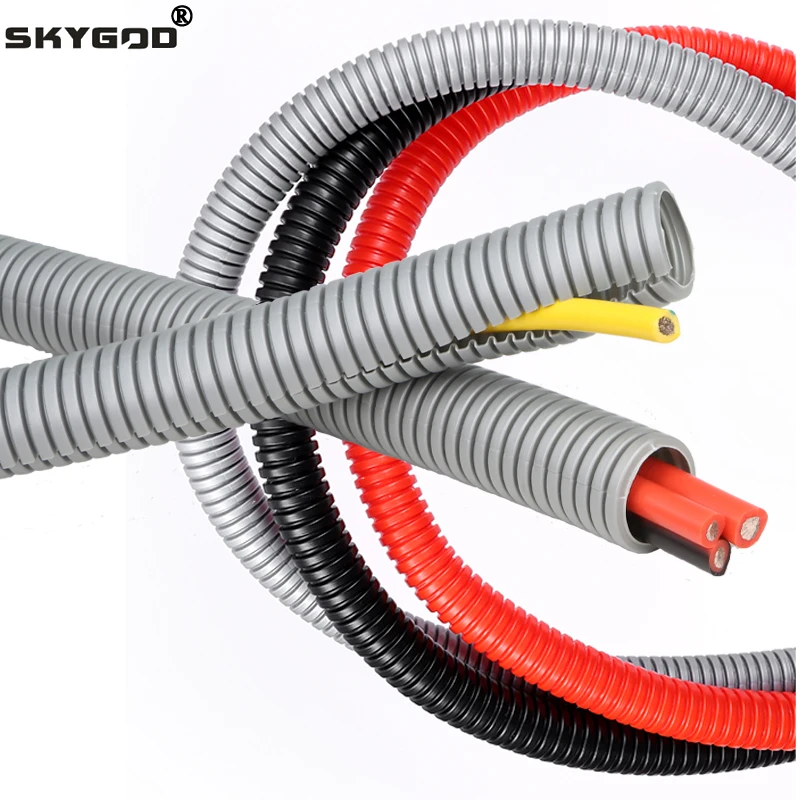 1~10m PP Corrugated Tube AD 7.5mm ~ 34.5mm Harness Motor Electrical Wire Threading Plastic Line Pipe Protection Insulated Sleeve