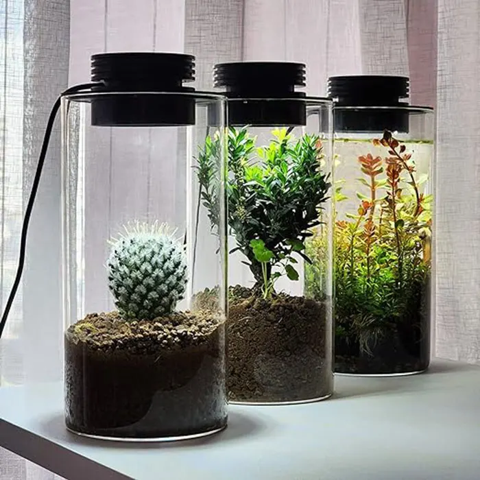 Dimmable USB Terrarium Plant Growing Lamp with Timer for Vases,Indoor Plant Growth, Succulent, Miniature Gardening Landscape