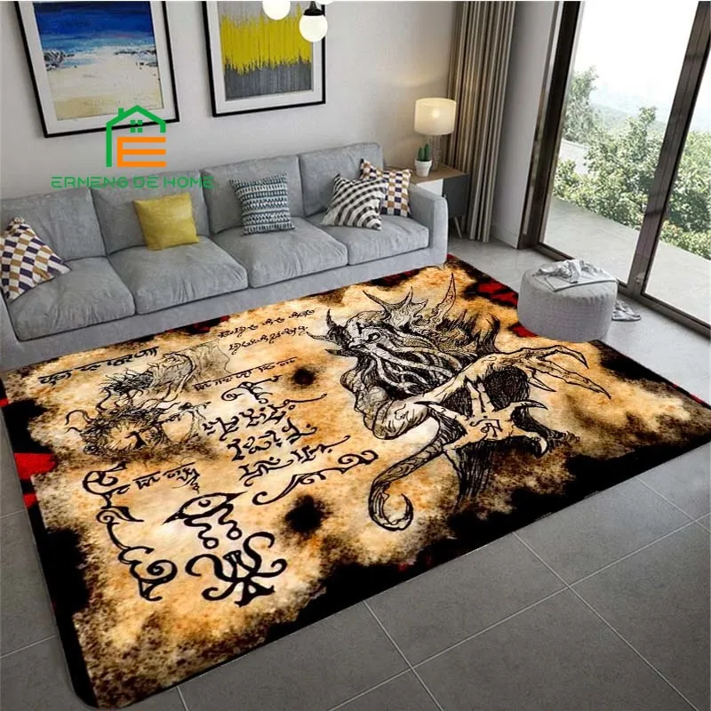 

Dark Necronomicon Cthulhu Mythological Monster Carpet for Bedroom Living Room Kitchen Floor Mat Home Decor Non-Slip Rug 14 Sizes