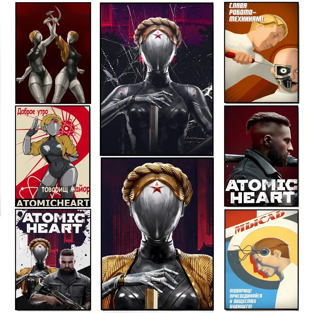 Retro-Futuristic Chaotic Sci-Fi A-Atomic Heart Poster Elegant Indoor Artwork Design & Contemporary Home Decor