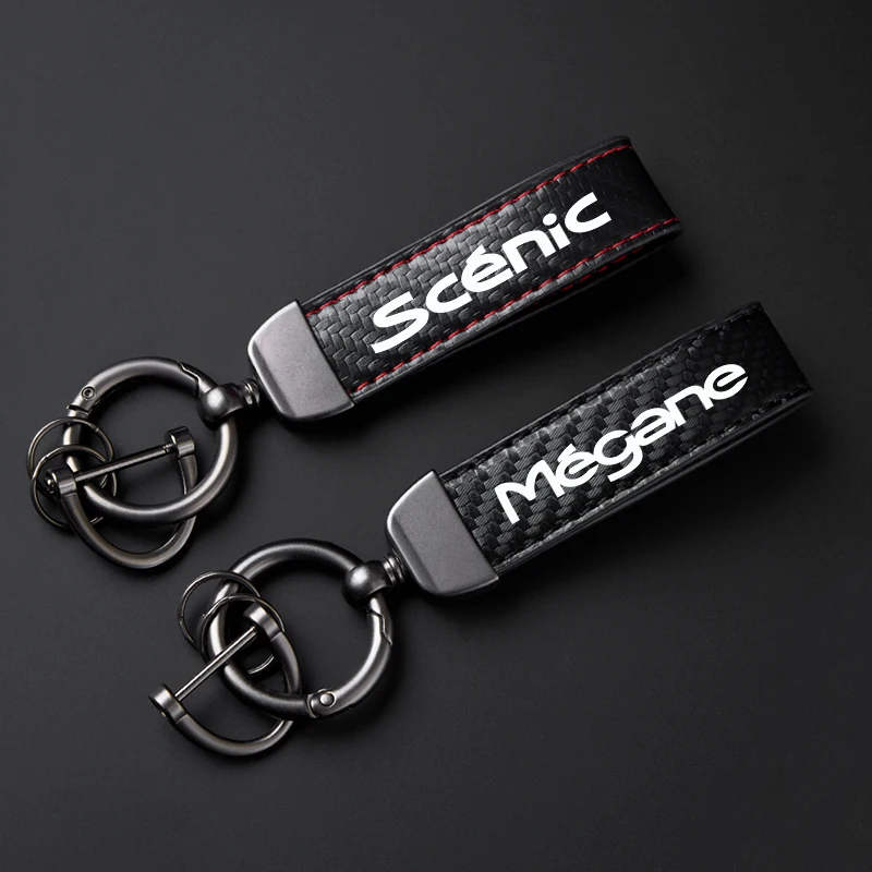 Auto Schlüsselanhänger für Megane Scenic GT RS Französisch Farbe Logo Metall Schlüsselanhänger Widget Carbon Faser Leder Ornamente Zubehör