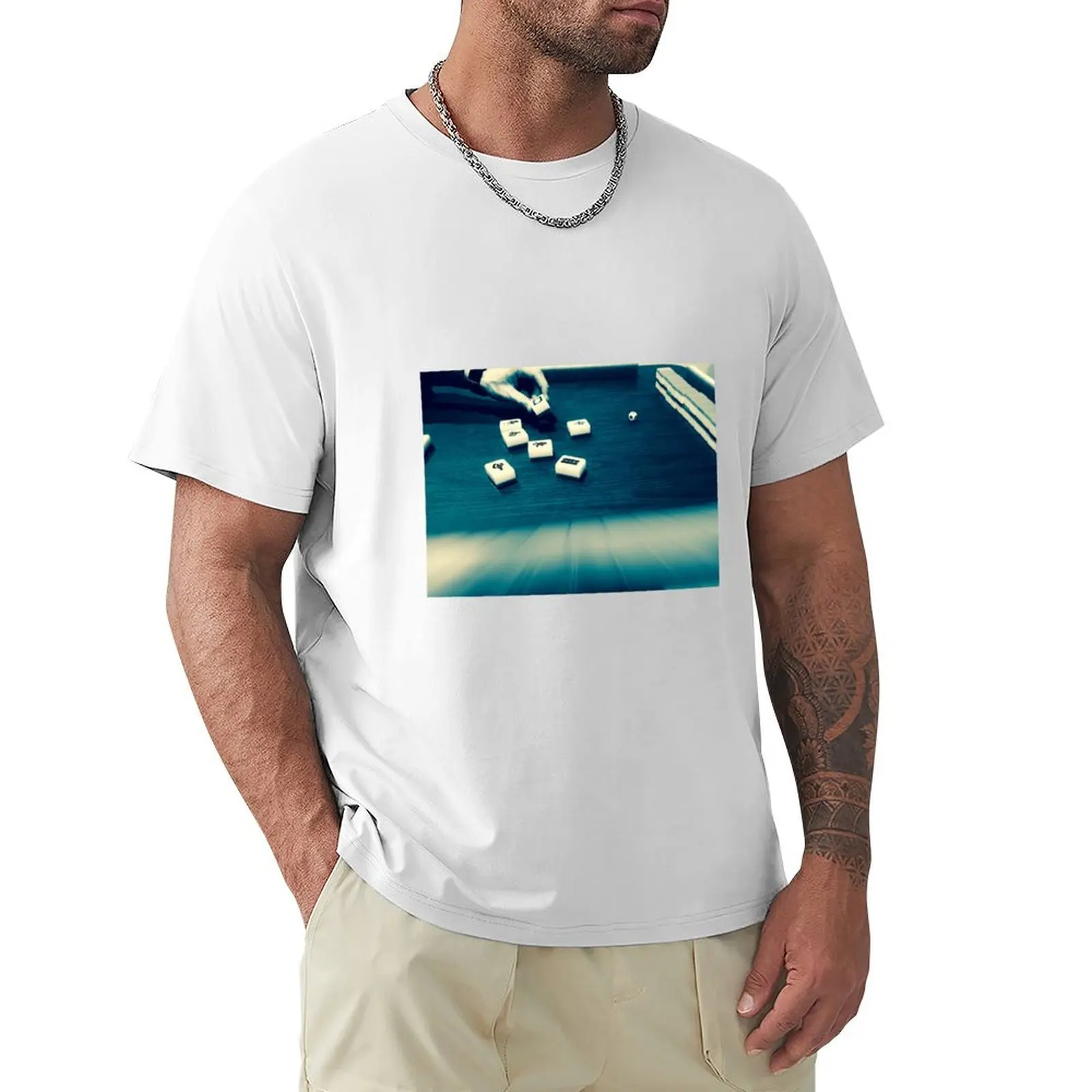 Mahjong in Blue T-Shirt customs design your own summer tops vintage t shirts for men graphic