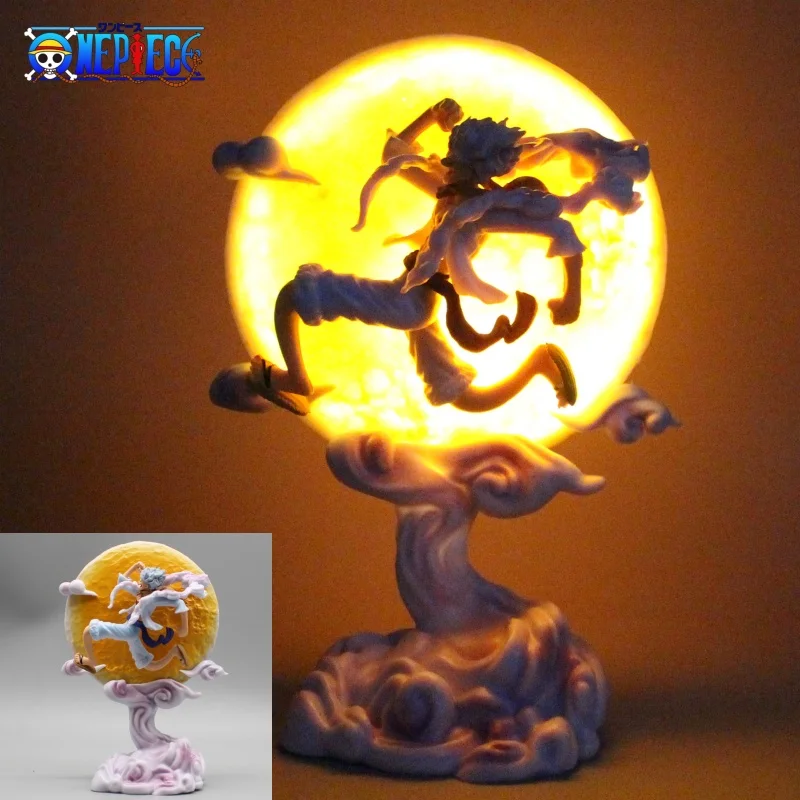 17cm figura de uma peça nika luffy rush to the moon estatueta colecionável anime figura luffy ornamentos brinquedo noite lâmpada presente aniversário