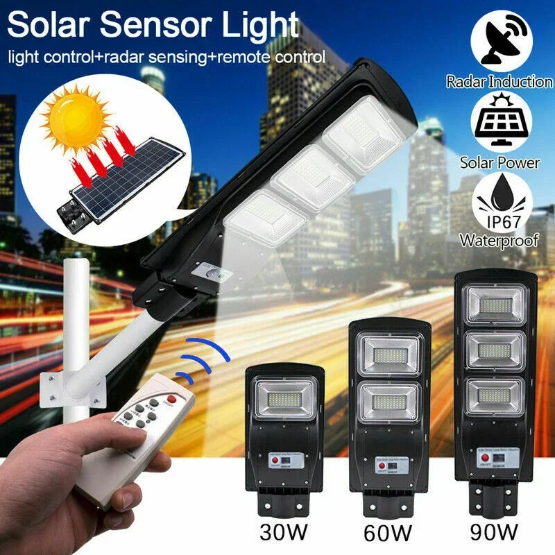 

Solar Led Outdoor Street Lights Radar Sensor 150W 200W 250W 300W Road Lighting with Remote Control Security Flood Light