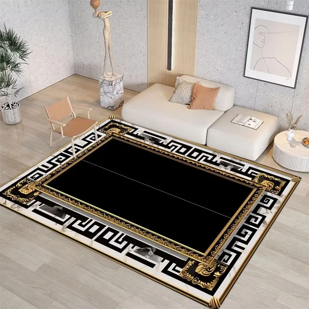 Luxury Gold Rugs Living Room Decoration Home Modern Marble Center Rug Bedroom Carpet Washable Soft Room Decor Entrance Floor Mat