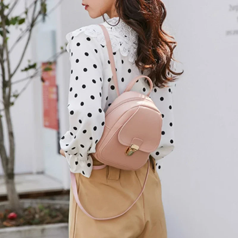 Hot Sale Fashion Women Girls Mini Backpack Solid Color Leather Shoulder School Rucksack Ladies Holiday Travel Bags 2022 Newest