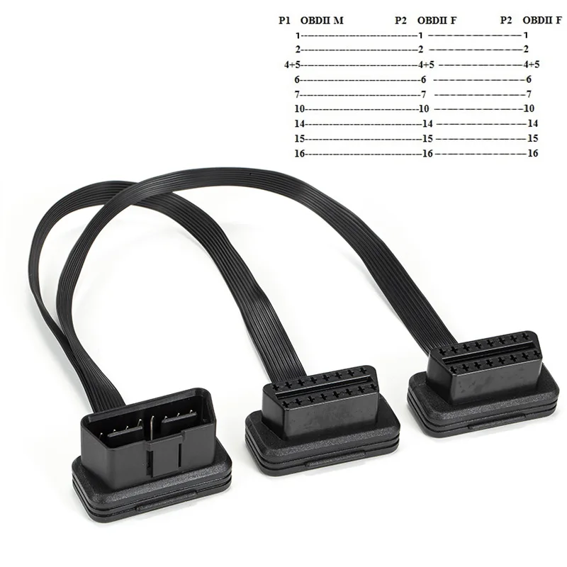 Wholesale LT027 OBD2 Connector Splitter Y Extension Cable Adapter 16 Pins Male to Female One-To-Two Diagnostic Cable