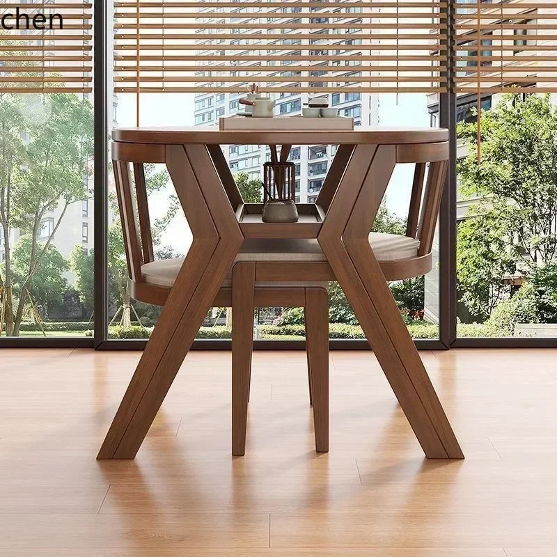 z-a Leisure Table and Chair Three-Piece Set Solid Wood Tea  One Two Chairs Combination Round Table Tea Table