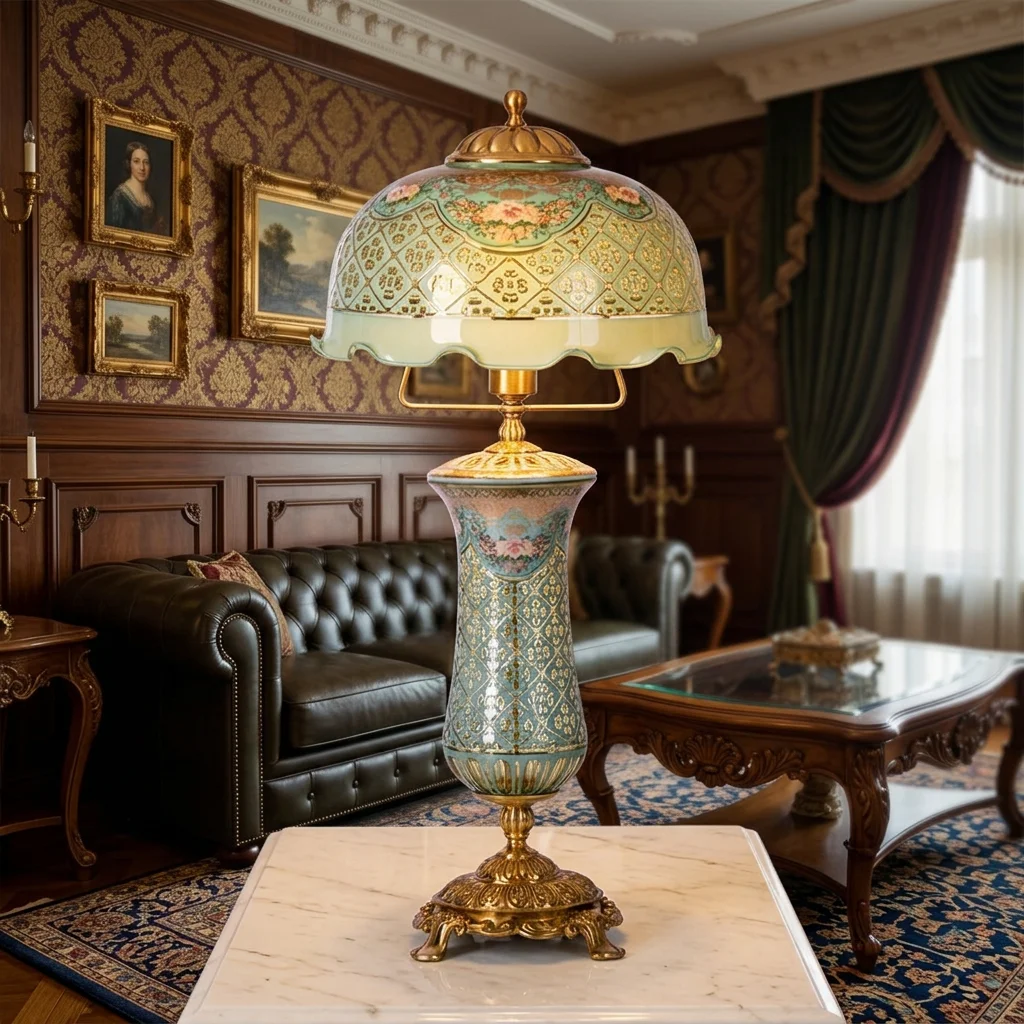 &c Luxury Golden Brass Crystal Table Lamp Handcrafted Ornate Hanging Crystal Fringe Decorative Lighting for Home Bedroom Living