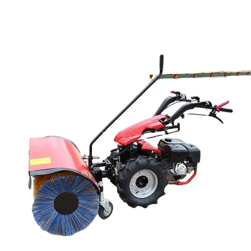 Walking behind hand small power all gears gasoline all hydraulic gas powered snow sweeper broom sweeper snow blower snowplow