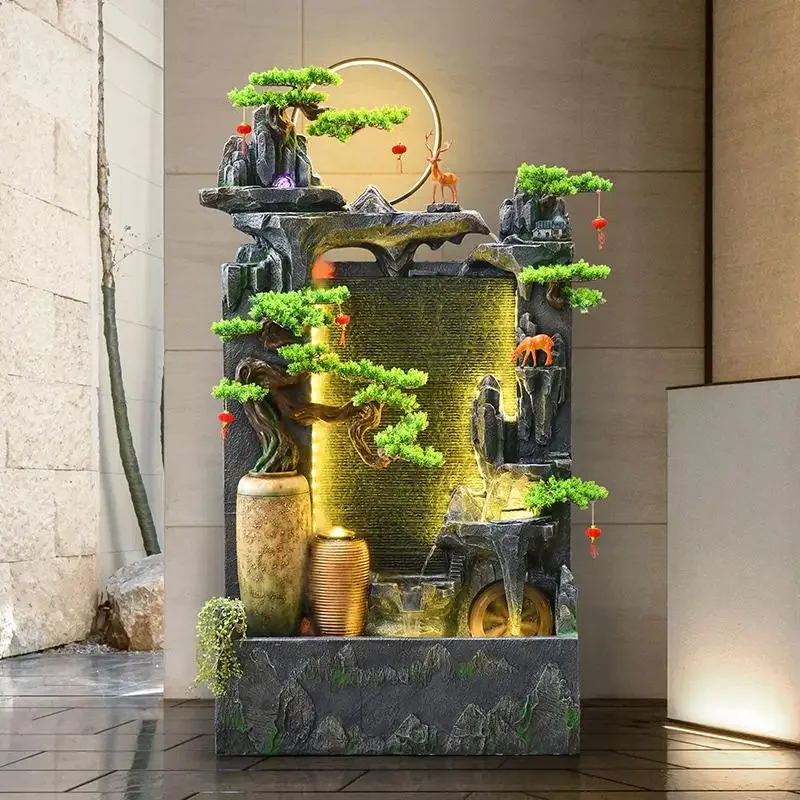 

Rockery flowing water ornament circulating water entrance fountain living room, feng shui wheel, office landscaping landing