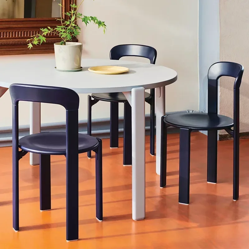 Retro rey dining chair designer solid wood chair home dining table  backrest book table  can be stacked medium