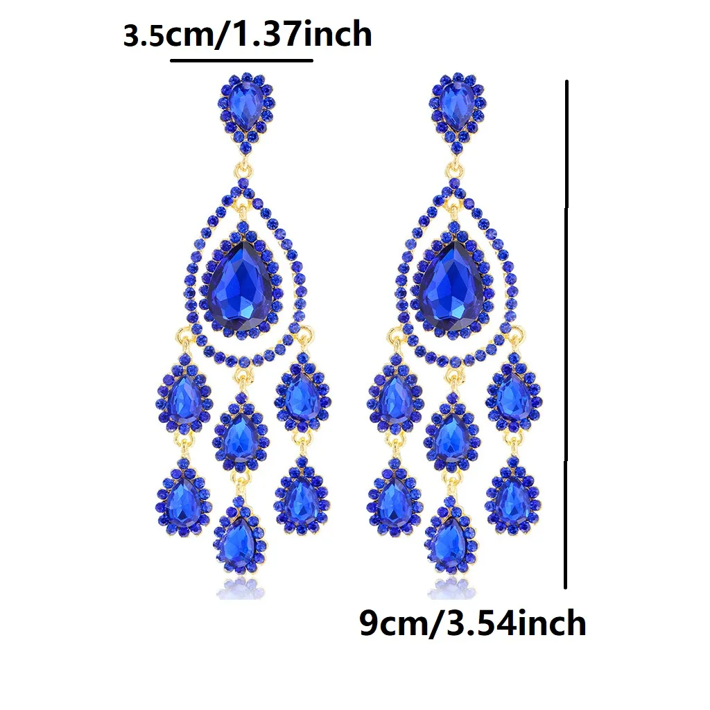 Sparkling AB Color Tassel Earrings Dress Evening Bridal Wedding Party Eye Catching Accessories