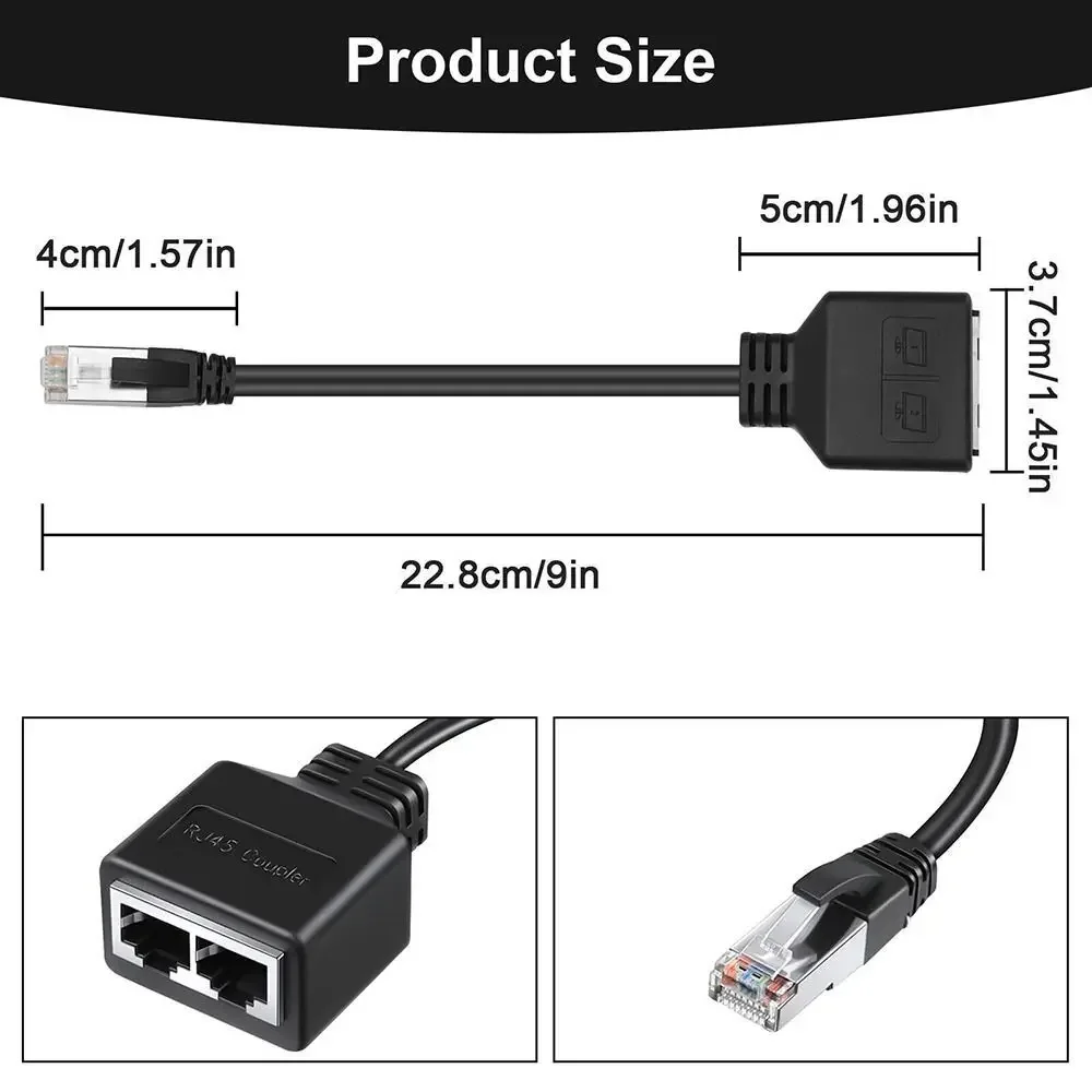 RJ45 Connector Adapter Network Tee Head 1 To 2 Ways RJ45 Ethernet LAN Network Splitter Extender Cable Port Adapter Connector