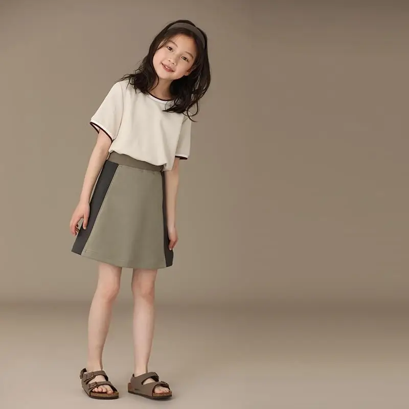 

Female Child Clothes Girls Summer 2025 New Children's Clothing Teens Korean Sets 4 7 Years Wear Kids Set T-shirt 8 Year Old Girl