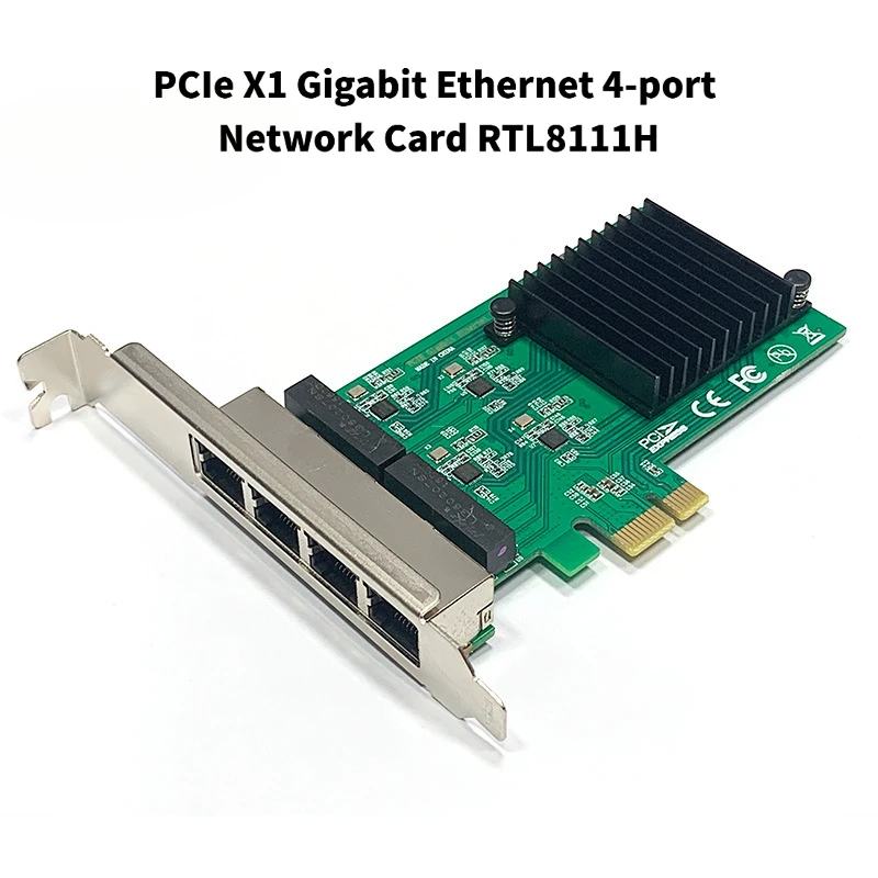 

PCIe X1 Four-Port Gigabit Ethernet Network Card RTL8111H