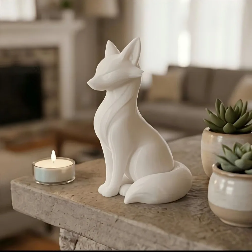 Collection 3D Printing Cat Statue Home Decoration Kawaii Desktop Ornaments Funny Nordic Style Wolf Statue Table