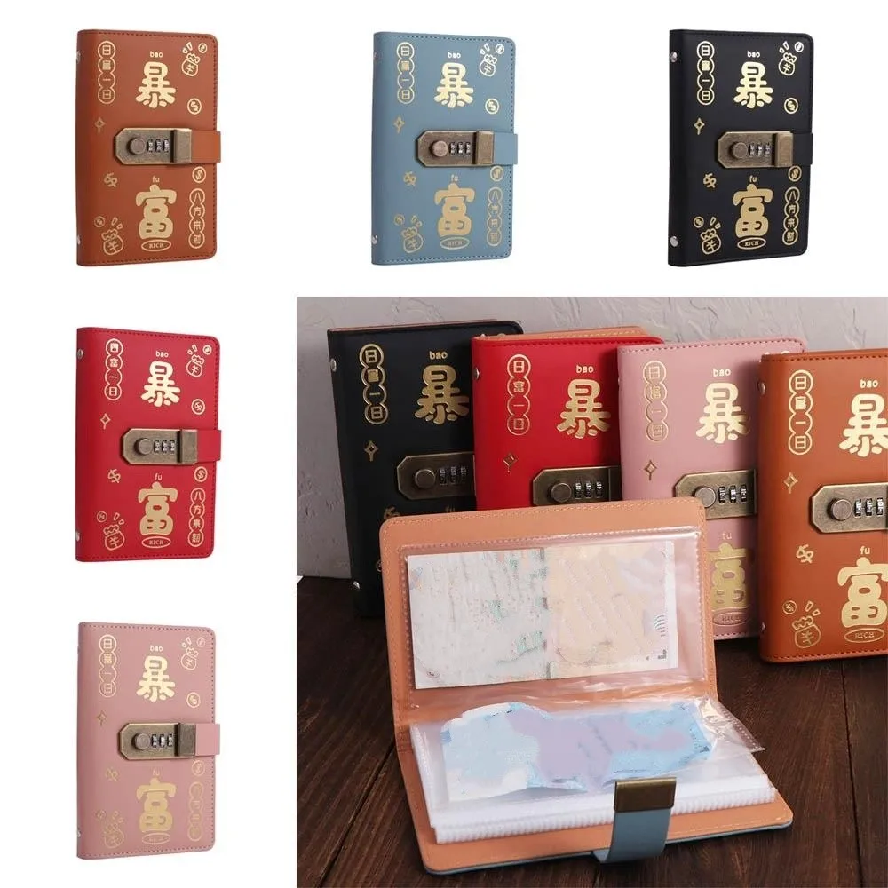 50Sheets Saving Money Binder PU Leather Portable Planner Organizer Refillable Wallet Storage Account Book New Year's Gift
