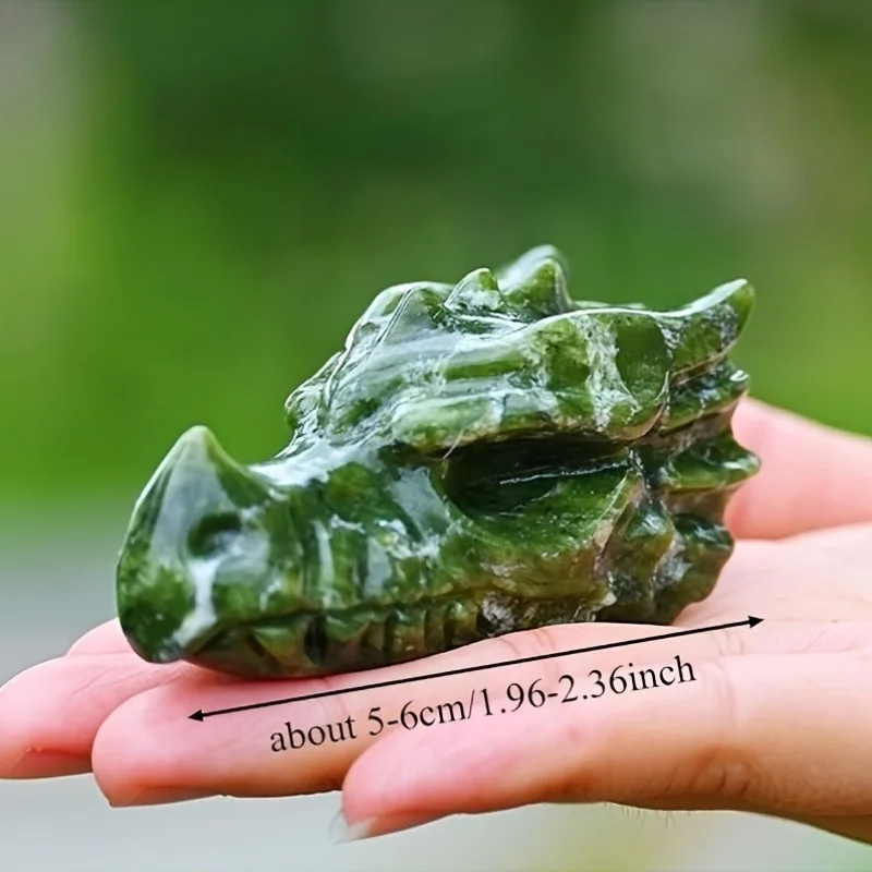 Serpentine Dragon Head, Beautifully Crafted From Green Xiuyu Stone, An Ideal Gift for Birthdays and Holidays, Perfect for Decor