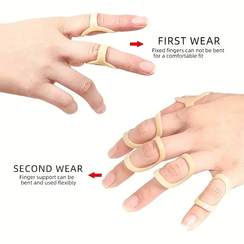 

5 шт., шина для фиксации пальцев, гибкое кольцо и оболочка для пальцев, комплект защиты фиксатора в форме молотка для поддержки травм и реклитации