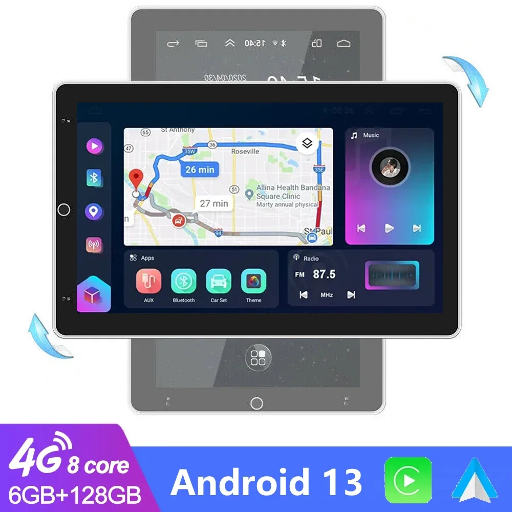 

10inch 4G Carplay Car Stereo Universal 2 Din Android Radio Automatic rotation Screen Multimedia Player Video Autoradio Audio