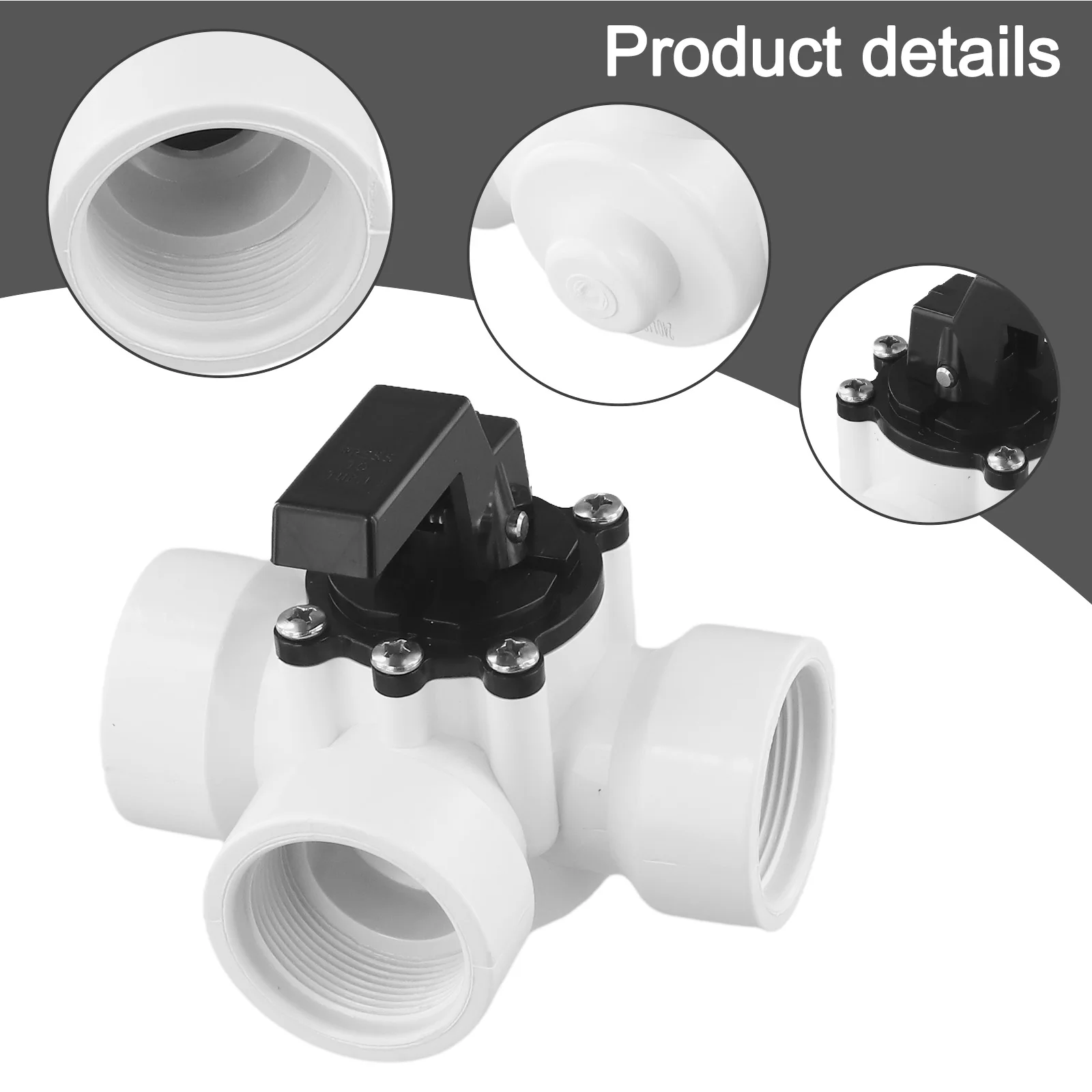 White 3 Way Diverter Valve 1/2 Inch Slip PVC For Swimming Pool And Spa Water Flow Control Plumbing Equipment Parts Accessories