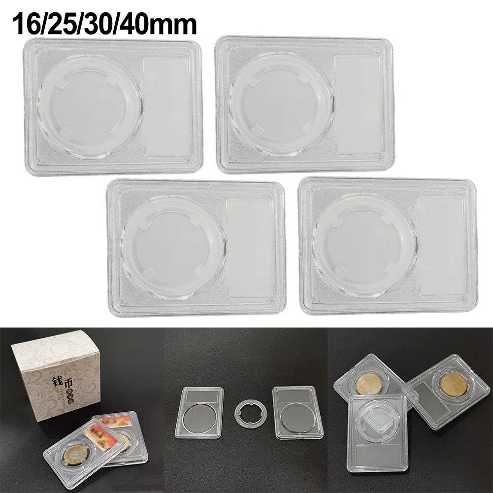 4pcs 16/25/30/40mm Coin Capsule Box Holder Collecting Box Case Transparent Plastic For Coin Capsule Medal Storage Box Container